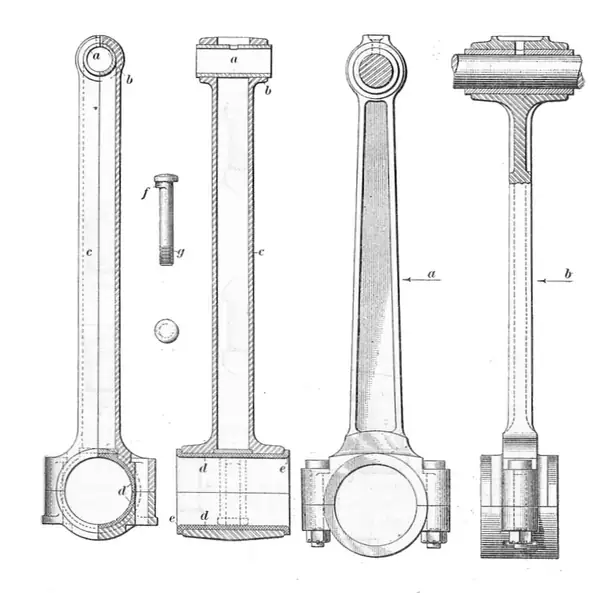 Dibujo técnico de varias bielas
